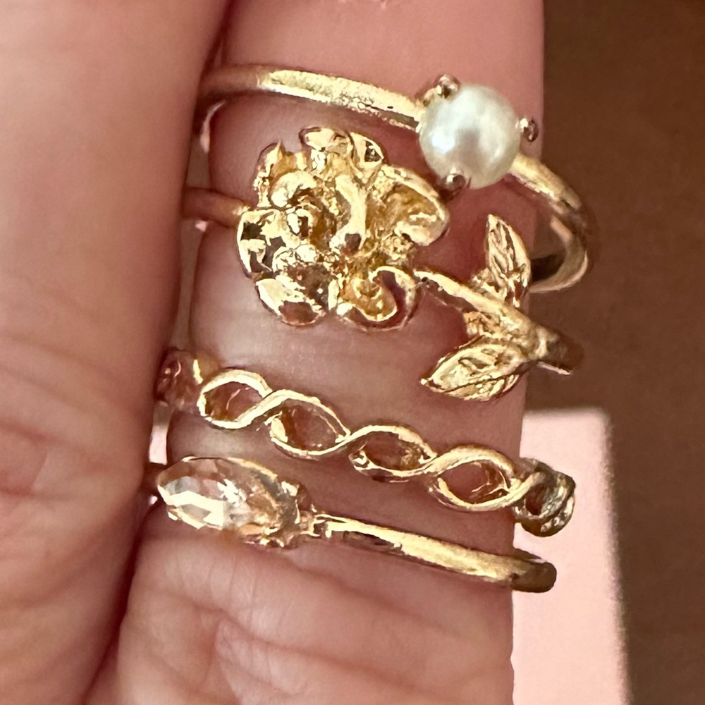 Stacking Ring Set- Gold Plated; Size 6